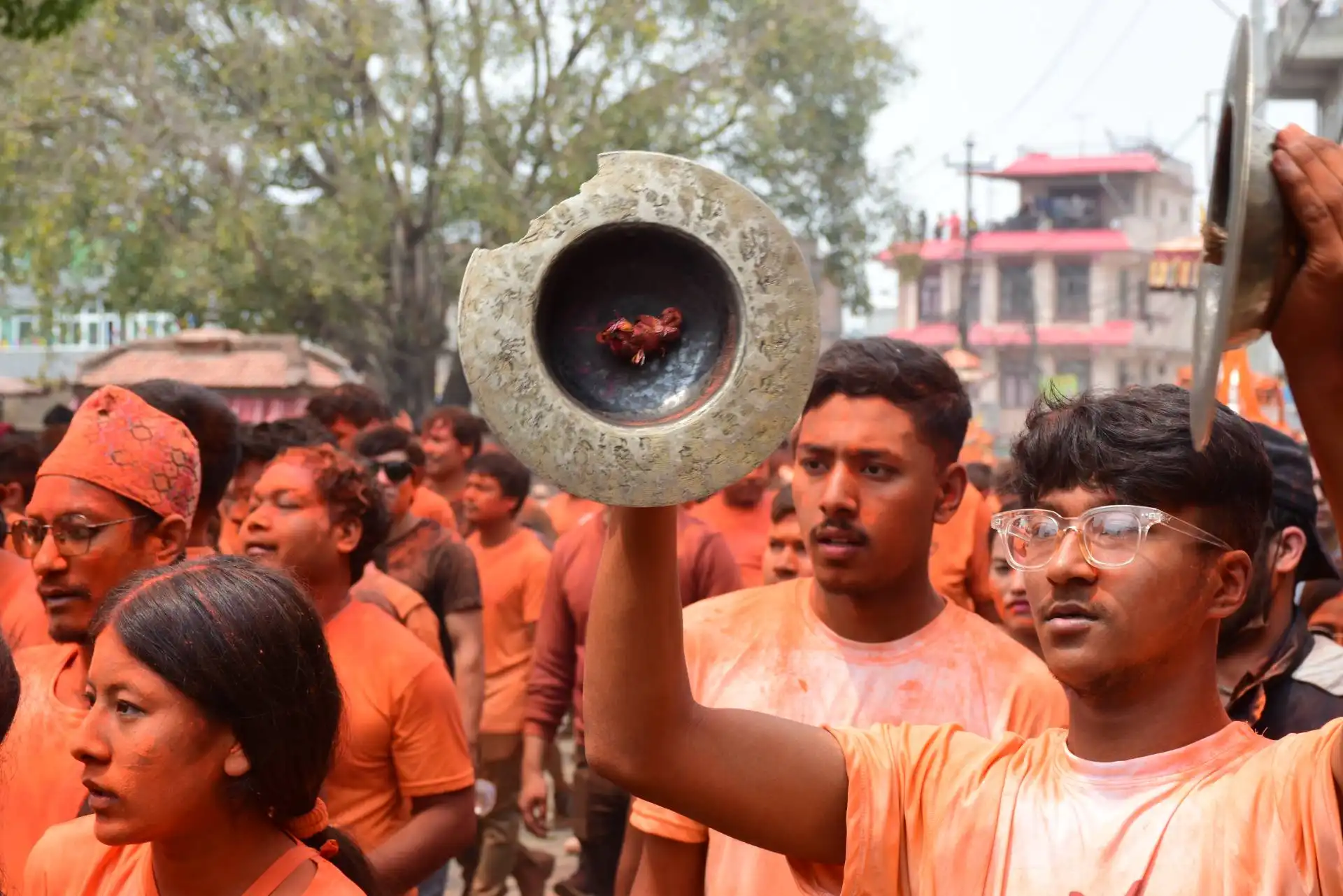 People celebrating the Gai Jatra with lots of joy.