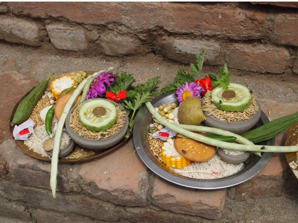 Prepared grains for offering as Panjaran Dan.