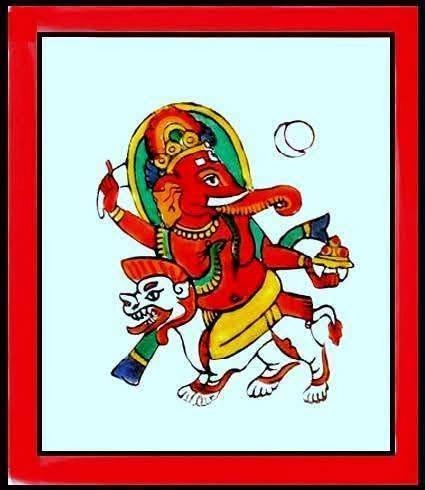 Hand painted Lord Ganesh worshiped during Chatha puja.
